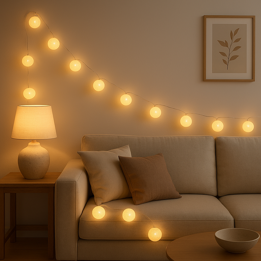 Guirlande lumineuse à boules LED pour décorer et illuminer votre intérieur avec élégance
