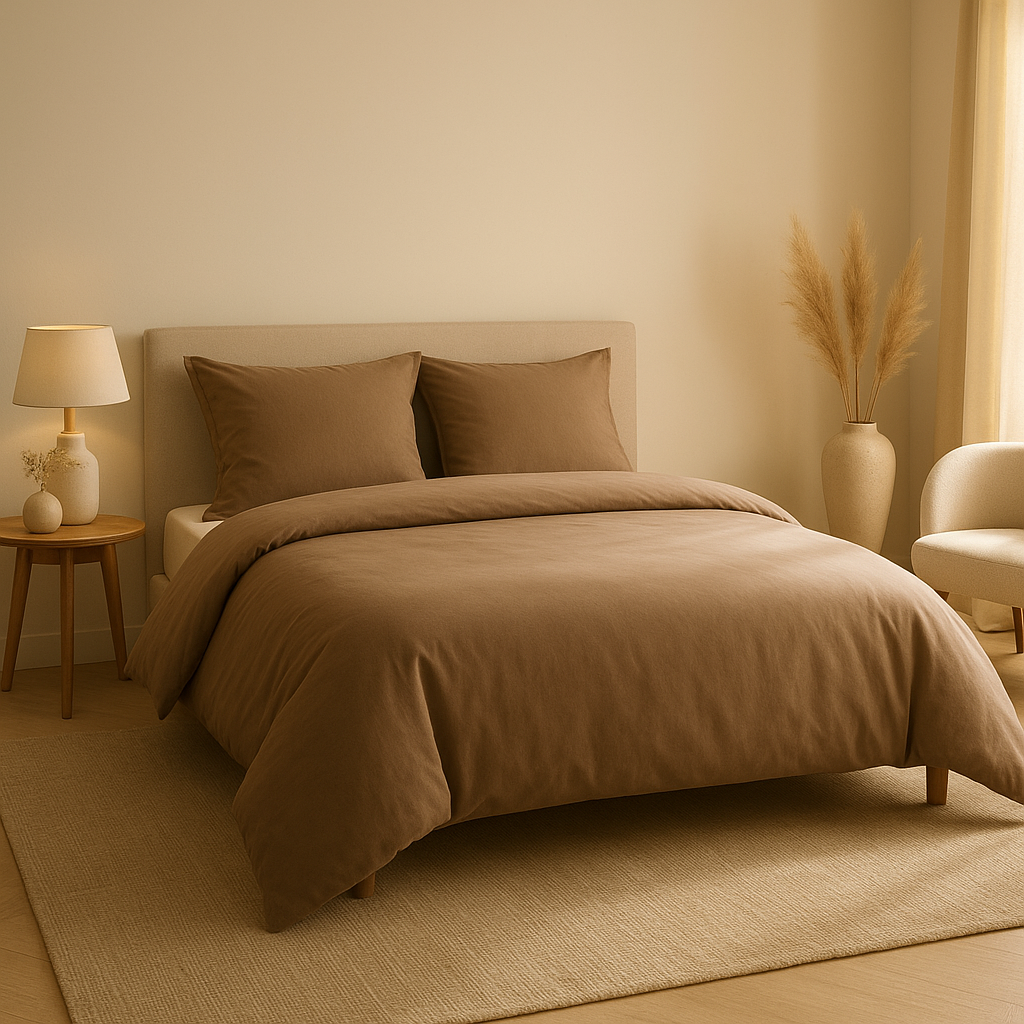 Housse de couette en lin naturel pour une chambre paisible et élégante