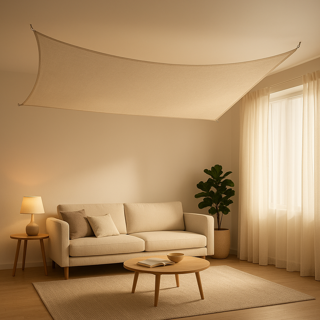 Voile d'ombrage rectangulaire pour terrasse et jardin, protection solaire élégante et ajustable.