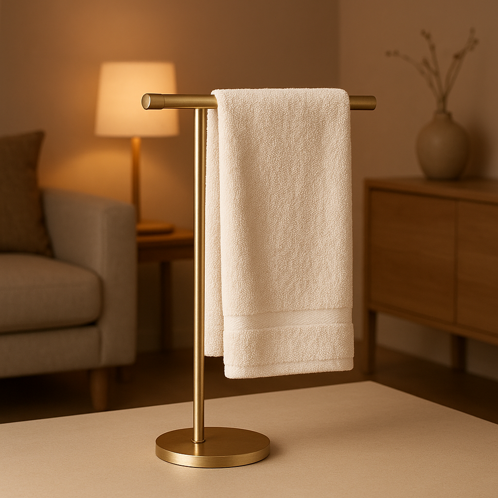 Porte-serviette mural design pour salle de bain, élégant et fonctionnel en plusieurs finitions.