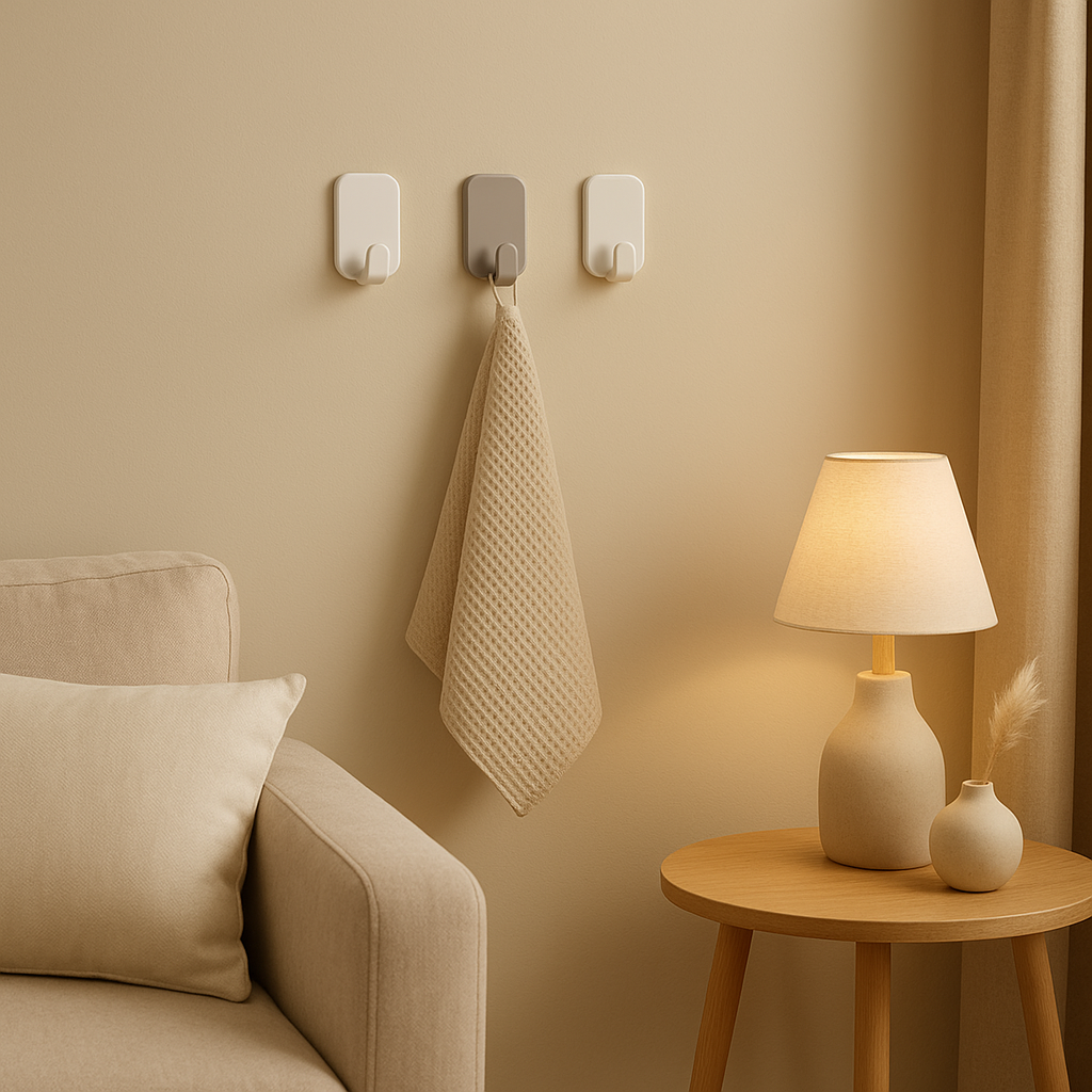 Crochets adhésifs puissants pour une organisation murale intérieure pratique et discrète.