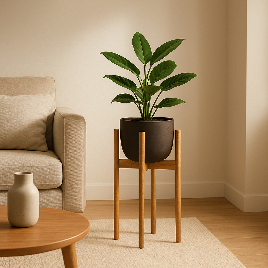 Porte plante en bois design pour suspendre vos pots de fleurs intérieurs
