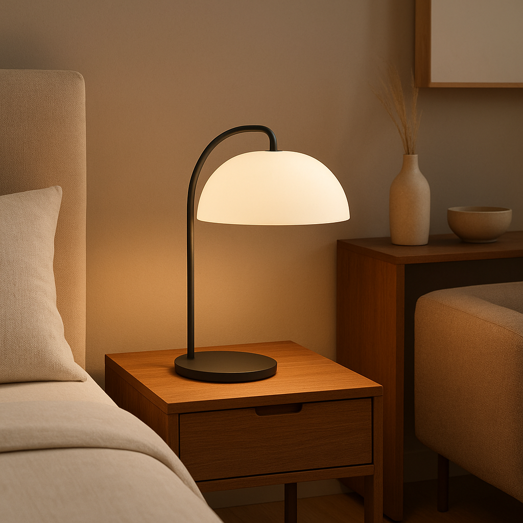 Lampe de chevet design moderne avec abat-jour en tissu pour une ambiance lumineuse douce