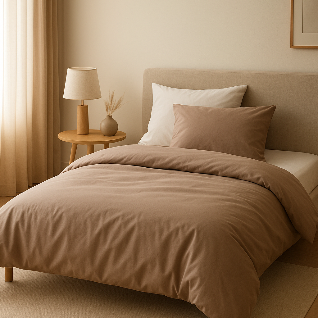 Housse de couette 120x150 en lin, motif naturel pour une chambre paisible et élégante.