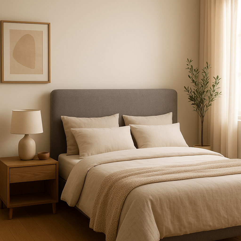 Tête de lit gris capitonné pour un style moderne et une chambre à coucher cosy