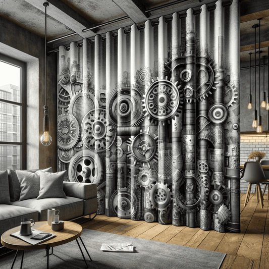 Un rideau robuste au style industriel, alliant fonctionnalité et esthétique brute pour une ambiance authentique et moderne.