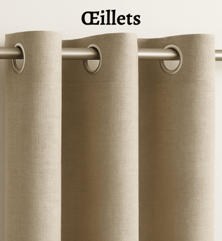 Rideau Voilage bleu en polyester avec attache Œillets