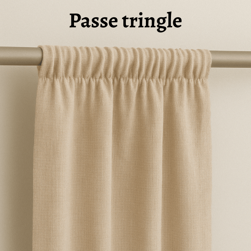 Rideau Voilage bleu en polyester avec attache Passe tringle
