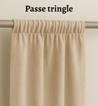Rideau Voilage bleu en polyester avec attache Passe tringle