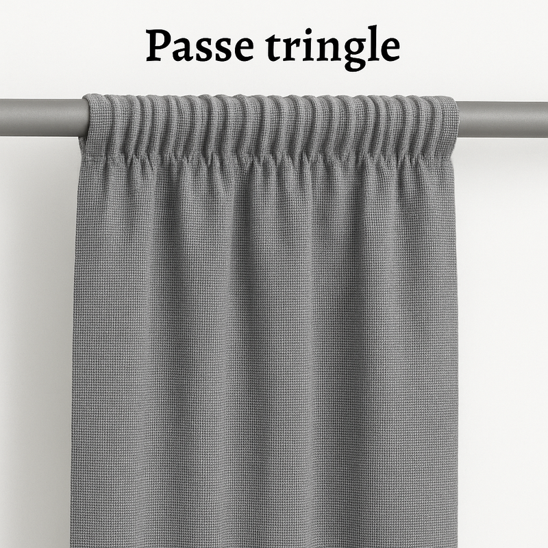 Rideau Rideaux Occultants Petite Hauteur avec attache Passe tringle en couleur Gris