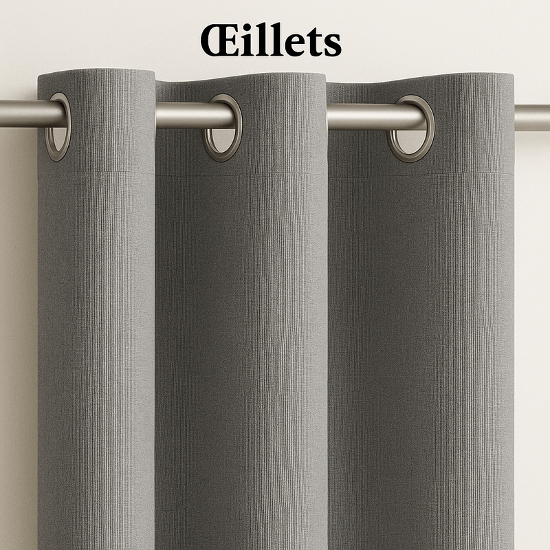 Rideau Rideaux occultants pour petites fenetres avec attache Œillets en couleur Gris (2)
