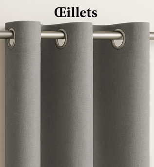 Rideau Rideaux occultants pour petites fenetres avec attache Œillets en couleur Gris (2)