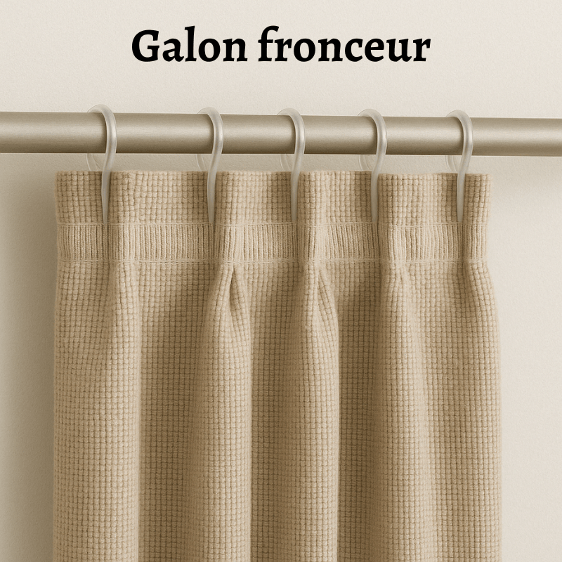 Rideau Voilage bleu en polyester avec attache Galon fronceur