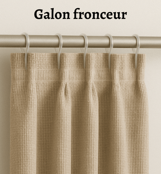 Rideau Voilage bleu en polyester avec attache Galon fronceur