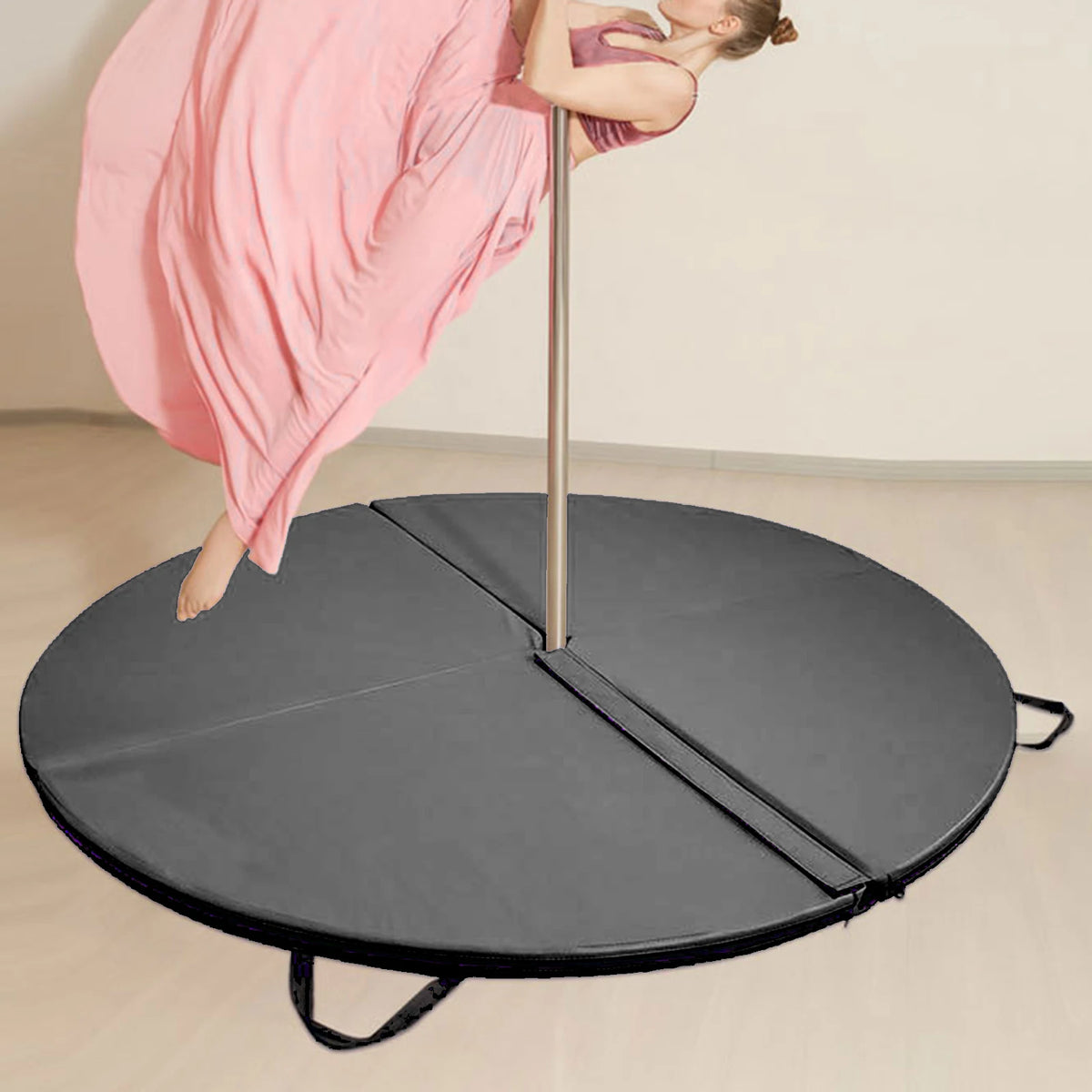 tapis danse pôle portable pliable noir rouge violet plissé souple moderne pratique poignées