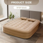 matelas gonflable beige texture mousse moderne pompe intégrée double taille grande capacité camping voyage