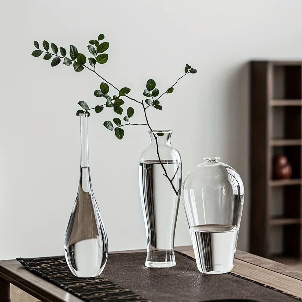 vases transparents modernes minimalistes arrangements floraux table zen
