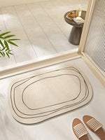 tapis bain absorbant rapide sèche facile non glissant moderne beige lignes noires minimaliste