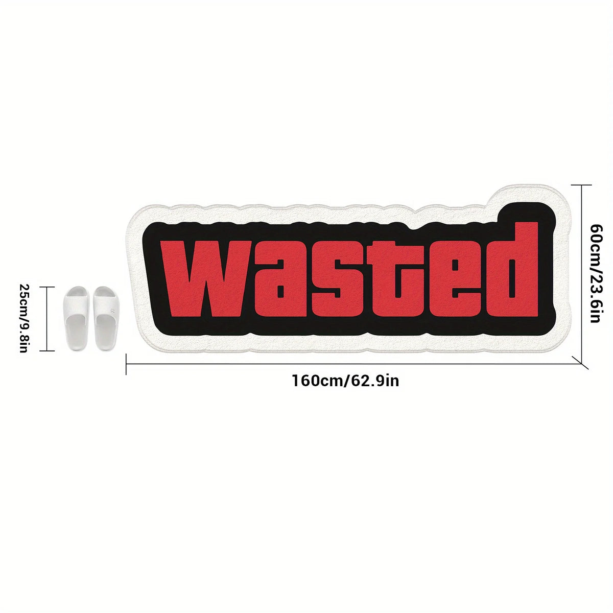 tapis lettres wasted blanc rouge bordure dentelée moderne intérieur porte