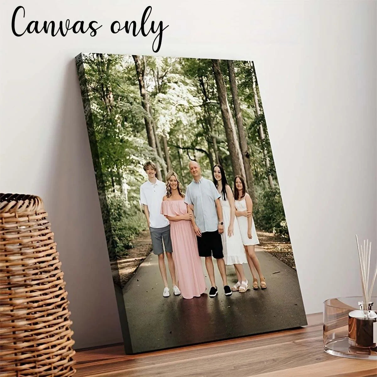 peinture toile photo famille paysage forestier moderne cadre bois anniversaire mariage poster multicolore