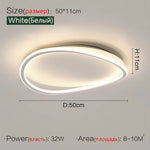 Luminaire LED moderne blanc ovale anneau concentrique frosted minimaliste