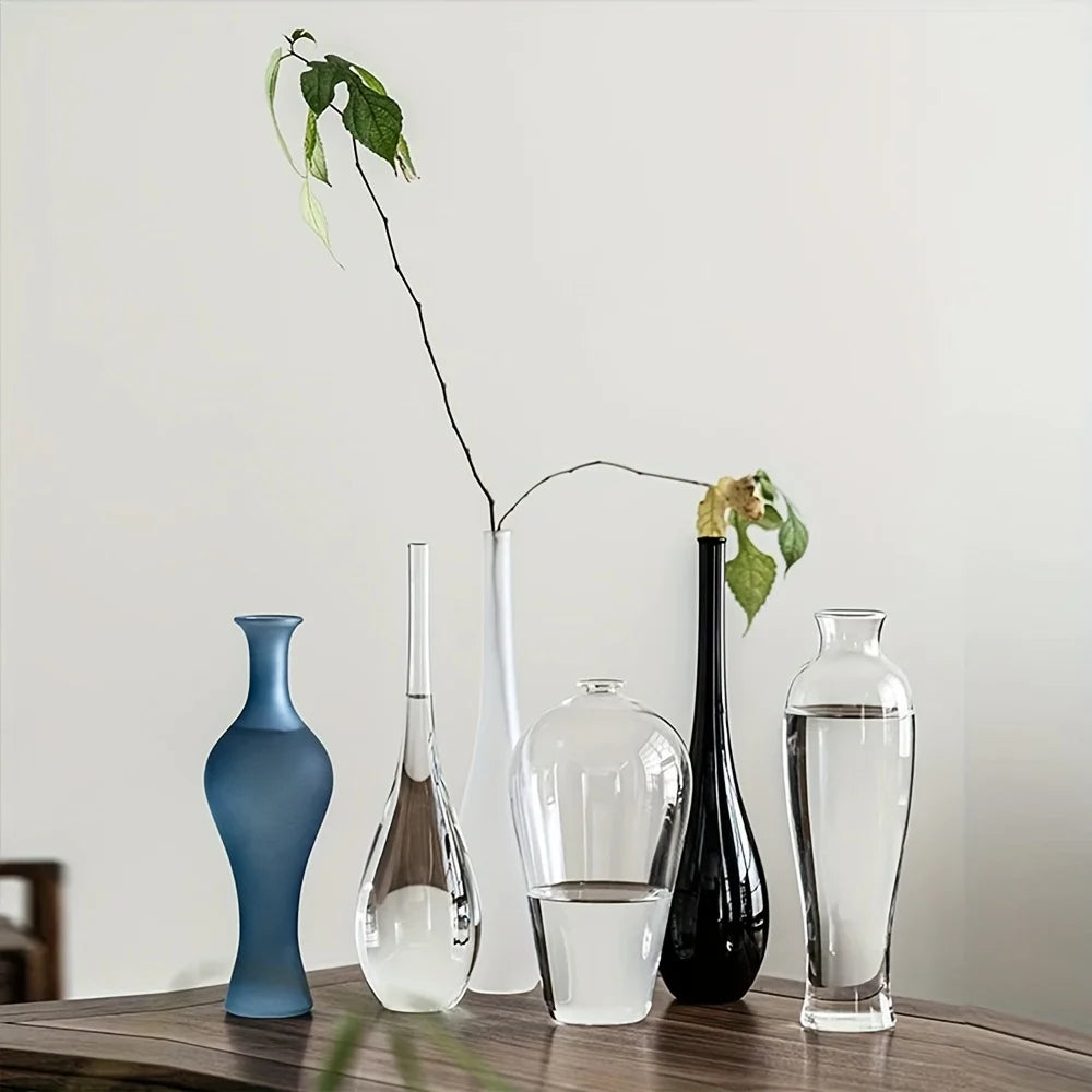 vases transparents modernes minimalistes arrangements floraux table zen