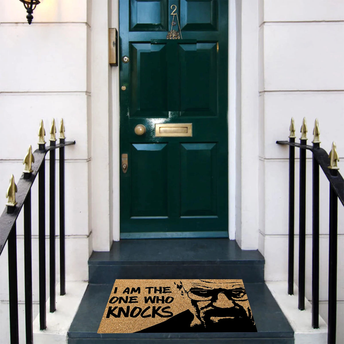 tapis d'entrée antidérapant marron clair noir am the one who knocks moderne graphique imperméable