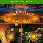lanterne solaire extérieure bronze effet flamme gothique support mural classique rustique