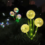 décorations solaires fleurs lumineuses vert blanc moderne extérieures jardin piquetées
