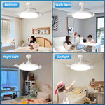 ventilateur lampe led moderne blanc invisible télécommande fixe central chambre salon