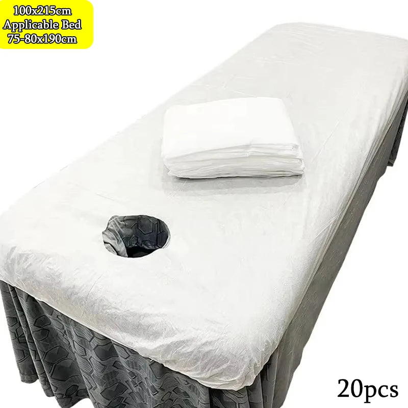 couverture table massage blanche imprimée hexagonnelle moderne 215cm 100cm