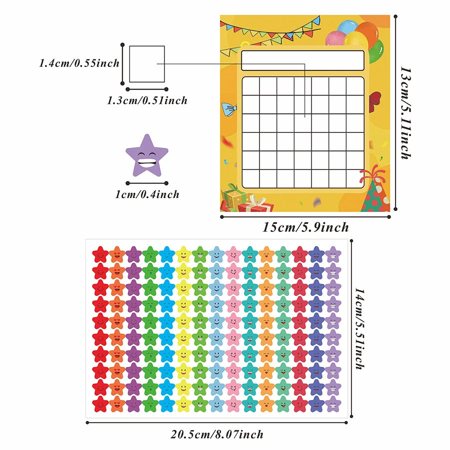 calendrier mural enfantin festif spatial étoiles ballons planètes autocollants colorés comportement positif tâches