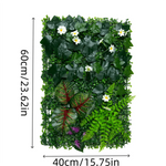 panneau végétal artificiel feuilles diverses fleurs blanches moderne décoration extérieure herbe verte opacité naturelle