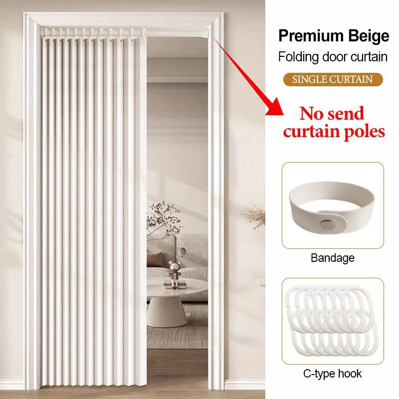 rideau porte séparation espace gris crème plissé opaque moderne tringle métallique largeur 150 hauteur