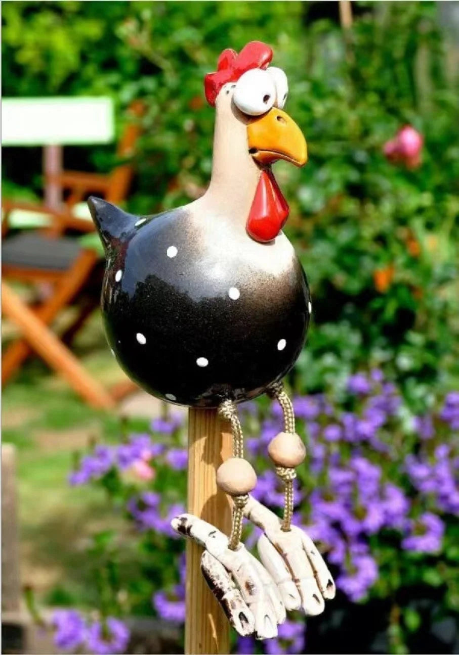 figurines poulets noir blanc rose bleu jaune gris points noirs fond clair decoratif clips