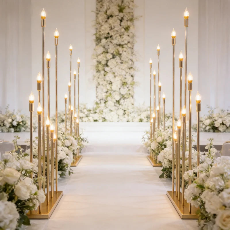 chandeliers modernes dorés lisses décoration intérieure table mariage bougeoirs decoration chambre set deux pieces