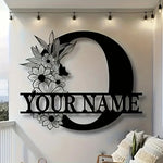 lettre décorative métal noir personnalisée fleurs papillon art mural rustique décoration intérieure maison