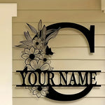 lettre décorative métal noir personnalisée fleurs papillon art mural rustique décoration intérieure maison