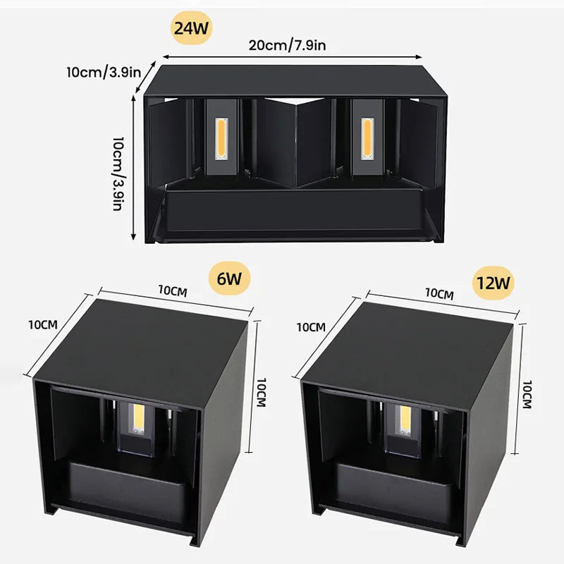 applique murale led noire contemporaine fixée mur éclairage quotidien 24w 10cm 10cm 20cm