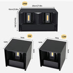 applique murale led noire contemporaine fixée mur éclairage quotidien 24w 10cm 10cm 20cm