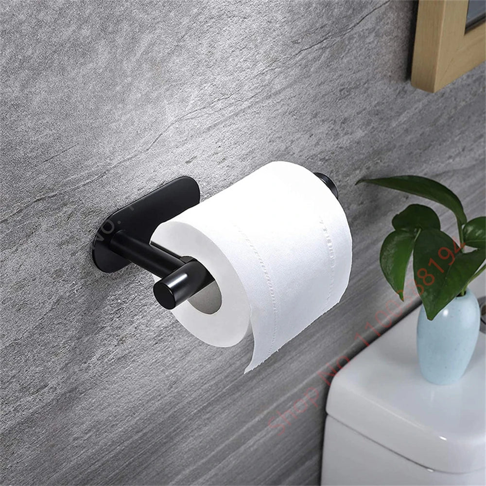 porte serviettes adhésifs salle bain cuisine toilette noir argent support rouleaux papier essuie mains