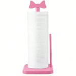 support serviettes papier bois rose moderne nœud clips salle bain cuisine