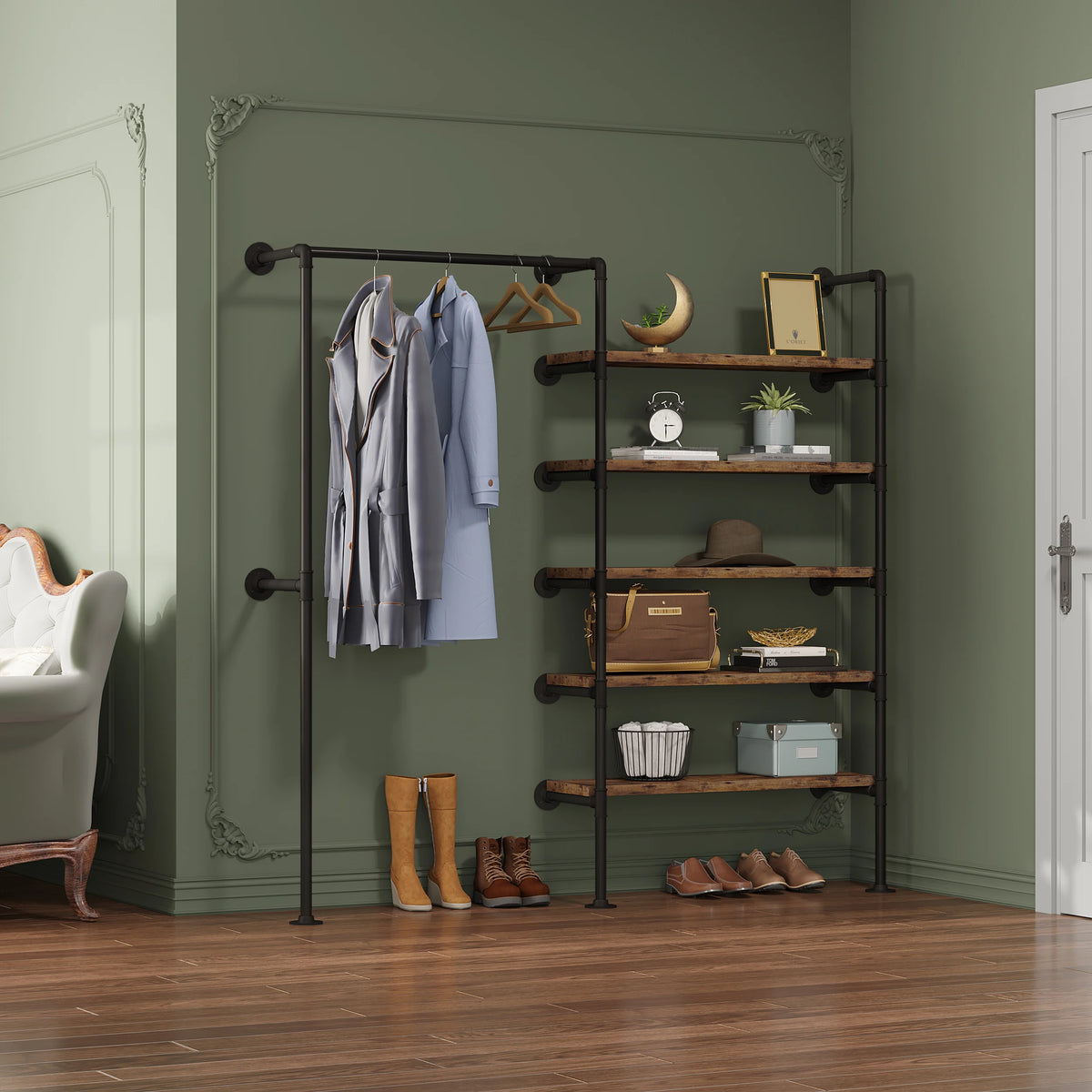 Vue de côté du porte manteau mural Ombre Interieur