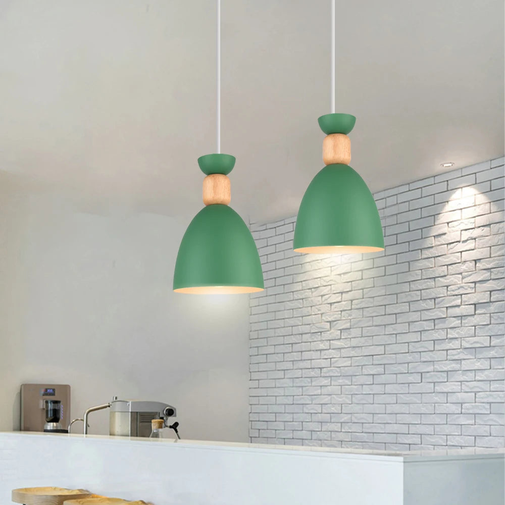 suspension lumineuse moderne vert conique câble suspendu salon chambrehôtel