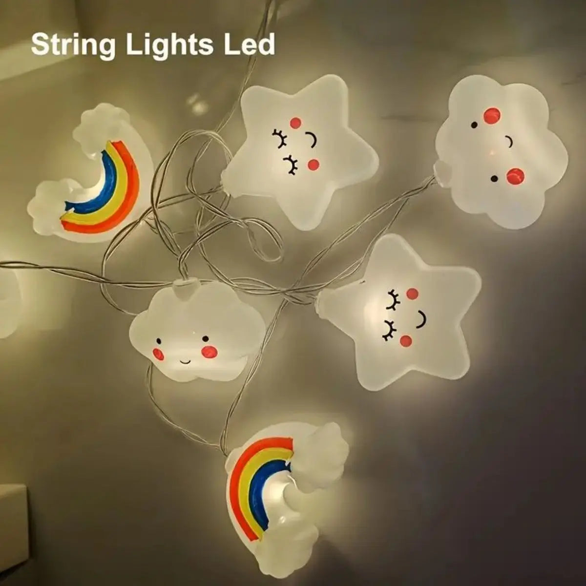 guirlande lumineuse étoiles nuages enfants blanc translucide décoration saint valentin fête auto alimentée led