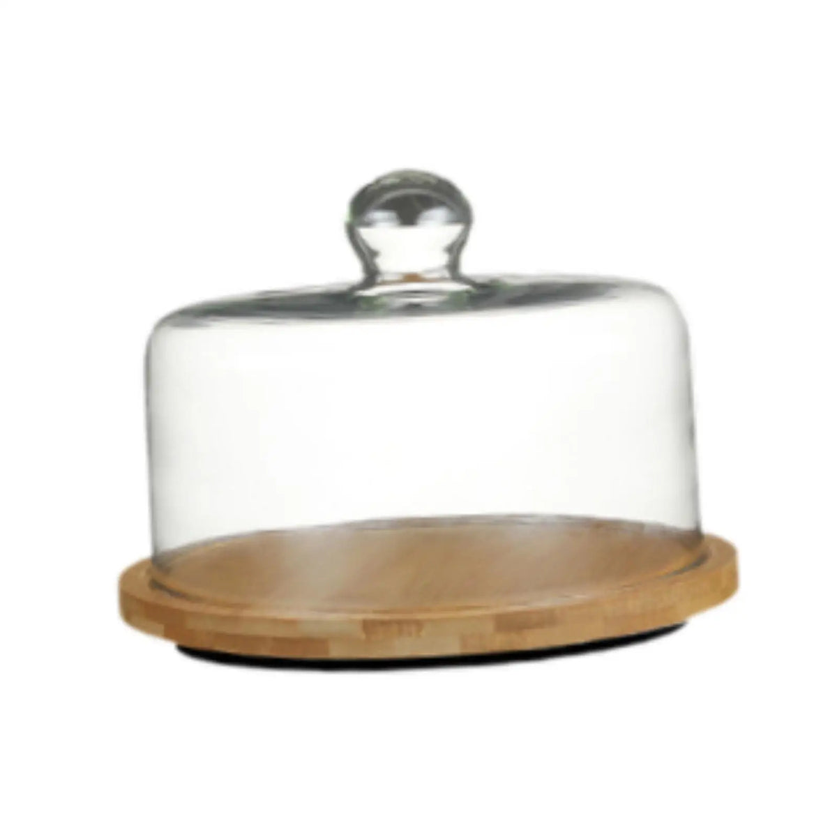 cloche verre couvercle service plateau d'exposition transparente base bois lisse moderne minimaliste