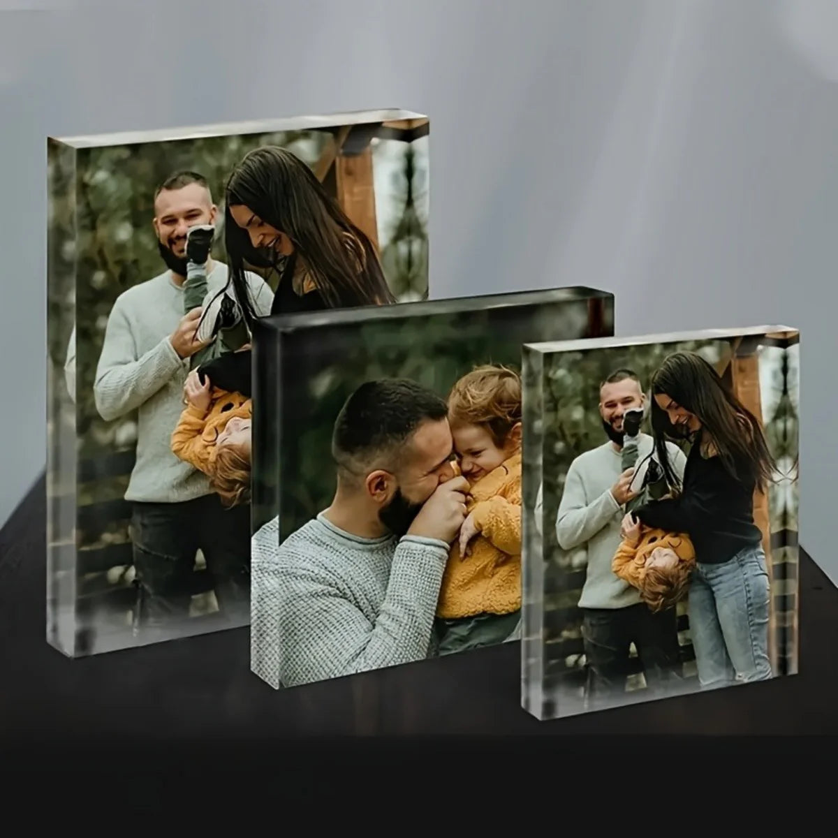 cadre photo personnalisé acrylique moderne transparent photos imprimées 10x10cm 12x12cm 15x15cm 8x8cm
