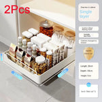 organiseur rangement blanc moderne adhésif coulissant tiroirs grilles épices cuisine métal blanc opacité