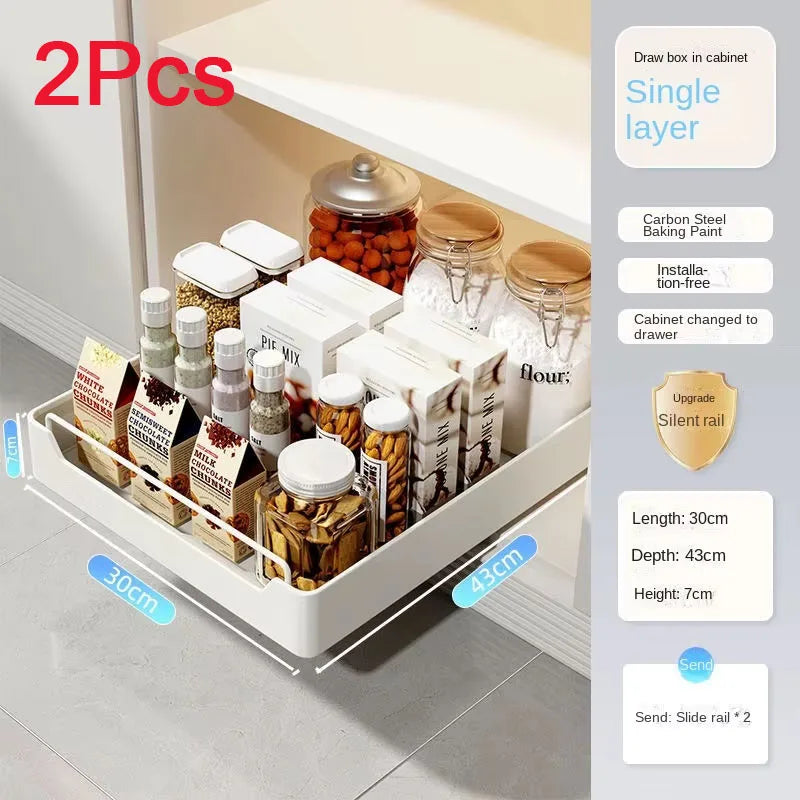 organiseur rangement blanc moderne adhésif coulissant tiroirs grilles épices cuisine métal blanc opacité