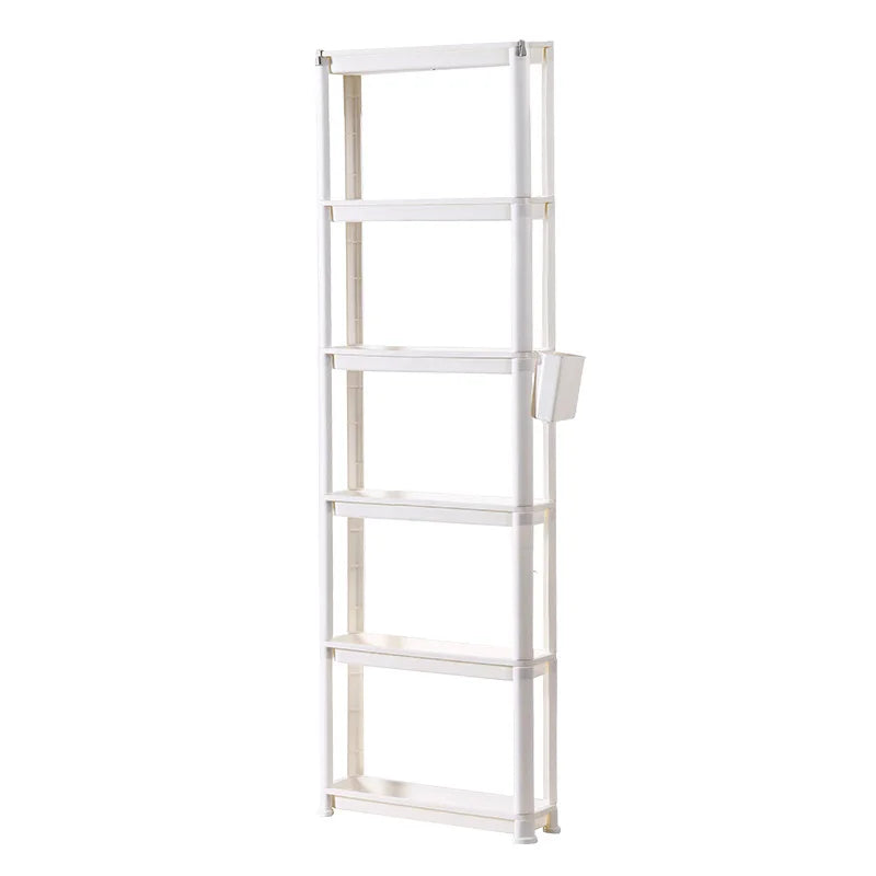étagère mobile blanche trois plateaux moderne roulettes cuisine porte réfrigérateur